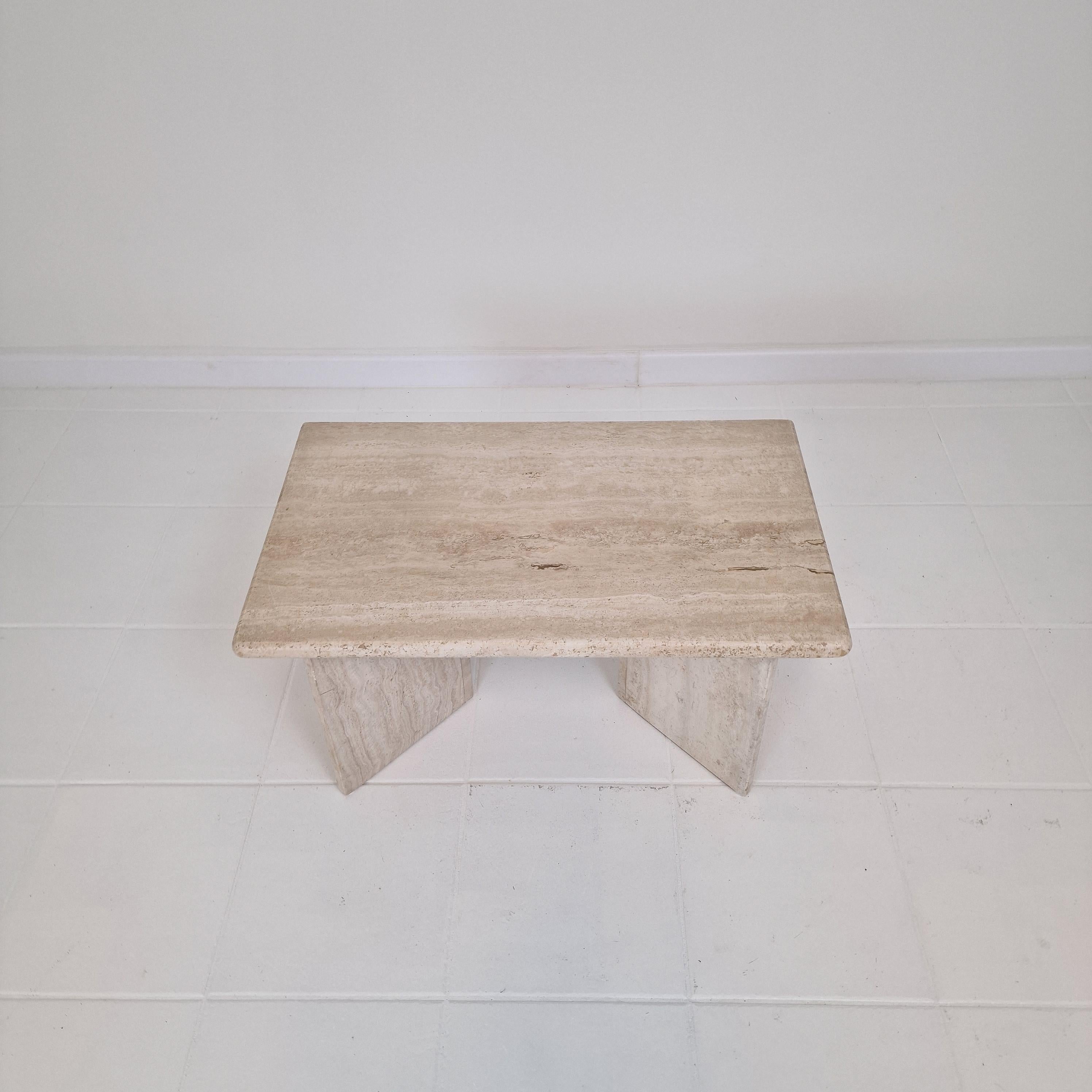 Late 20th Century Rectangle Travertine Coffee or Side Table, Italy 1980s For Sale