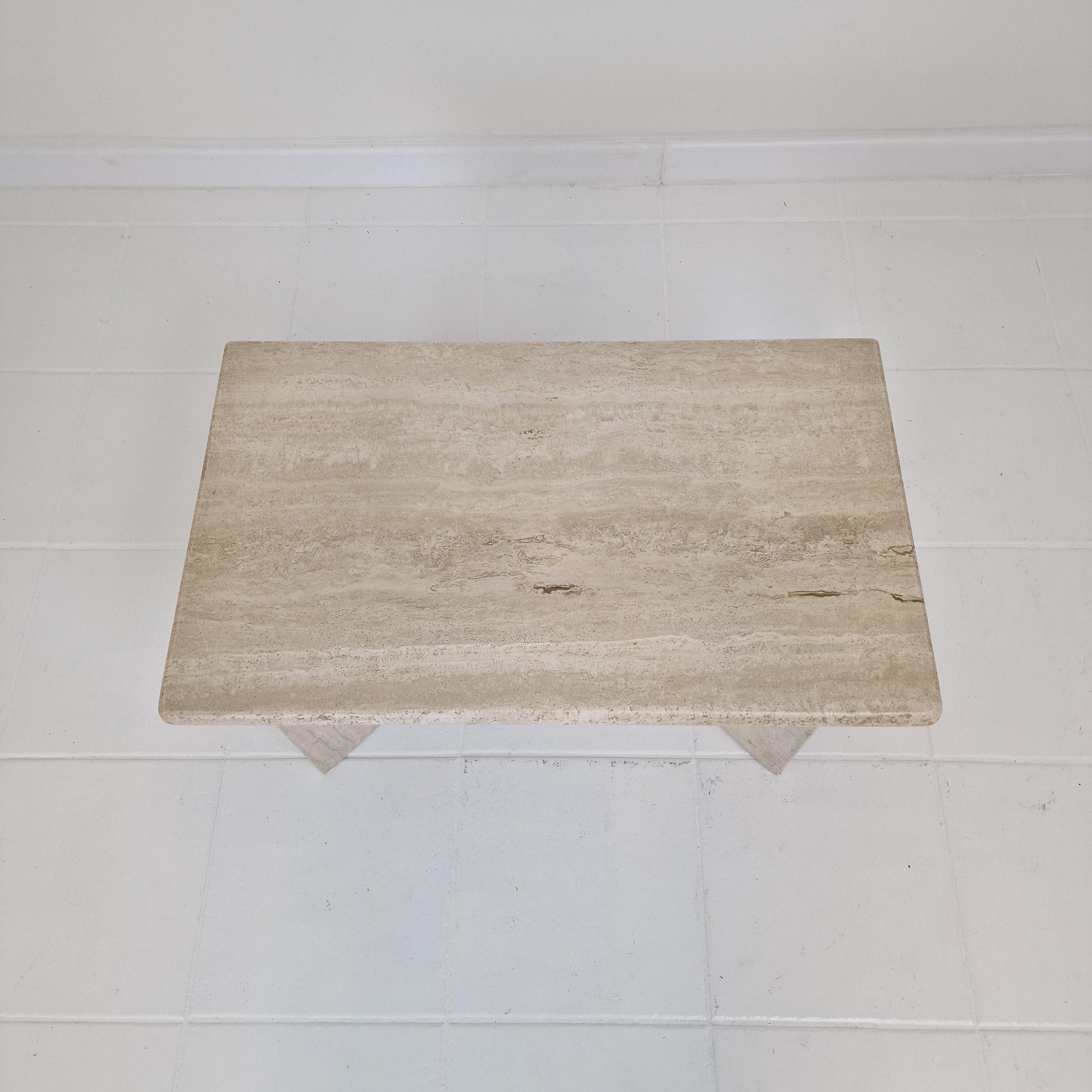 Rectangle Travertine Coffee or Side Table, Italy 1980s For Sale 1