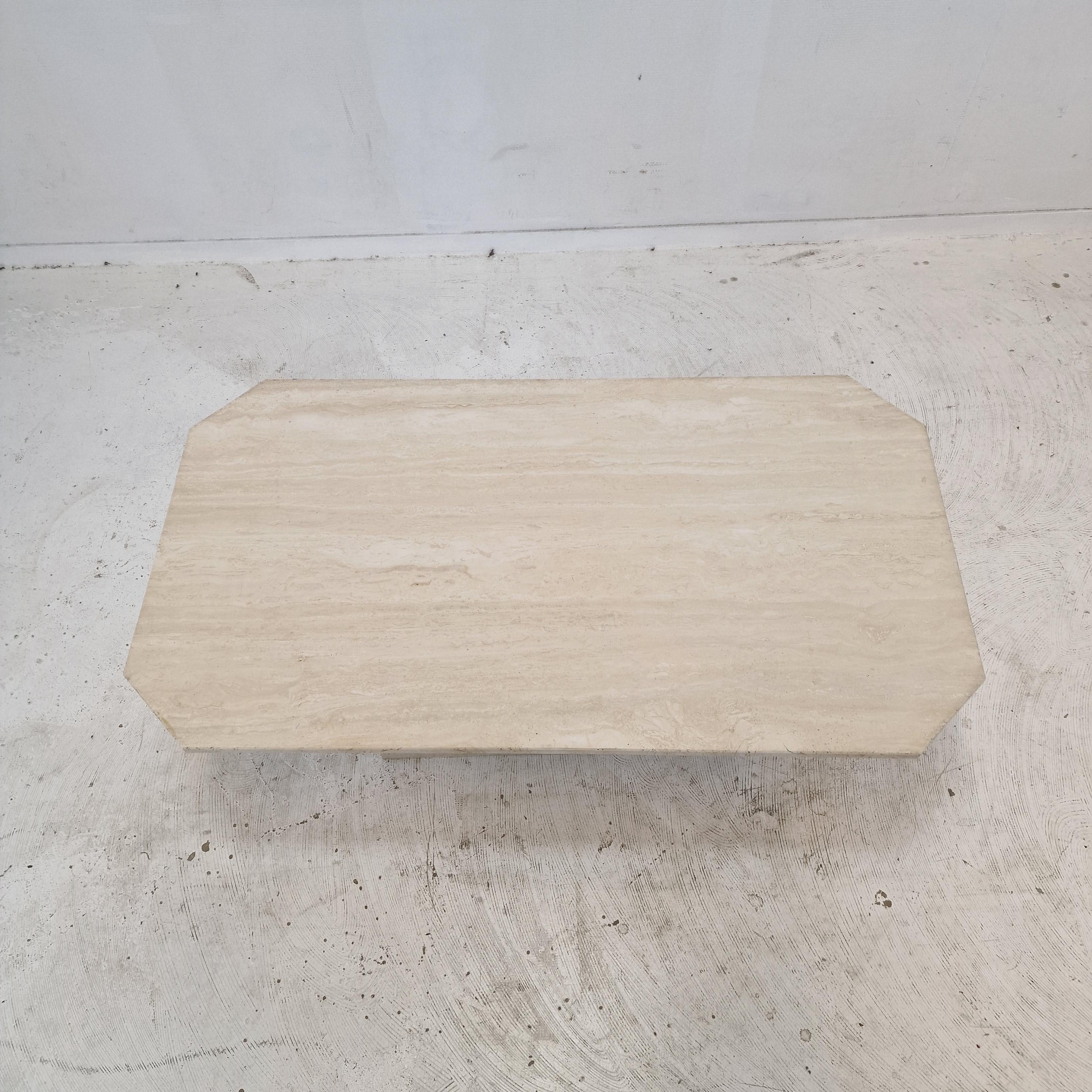 Table basse ou d'appoint rectangulaire en travertin, Italie, années 1980 en vente 1