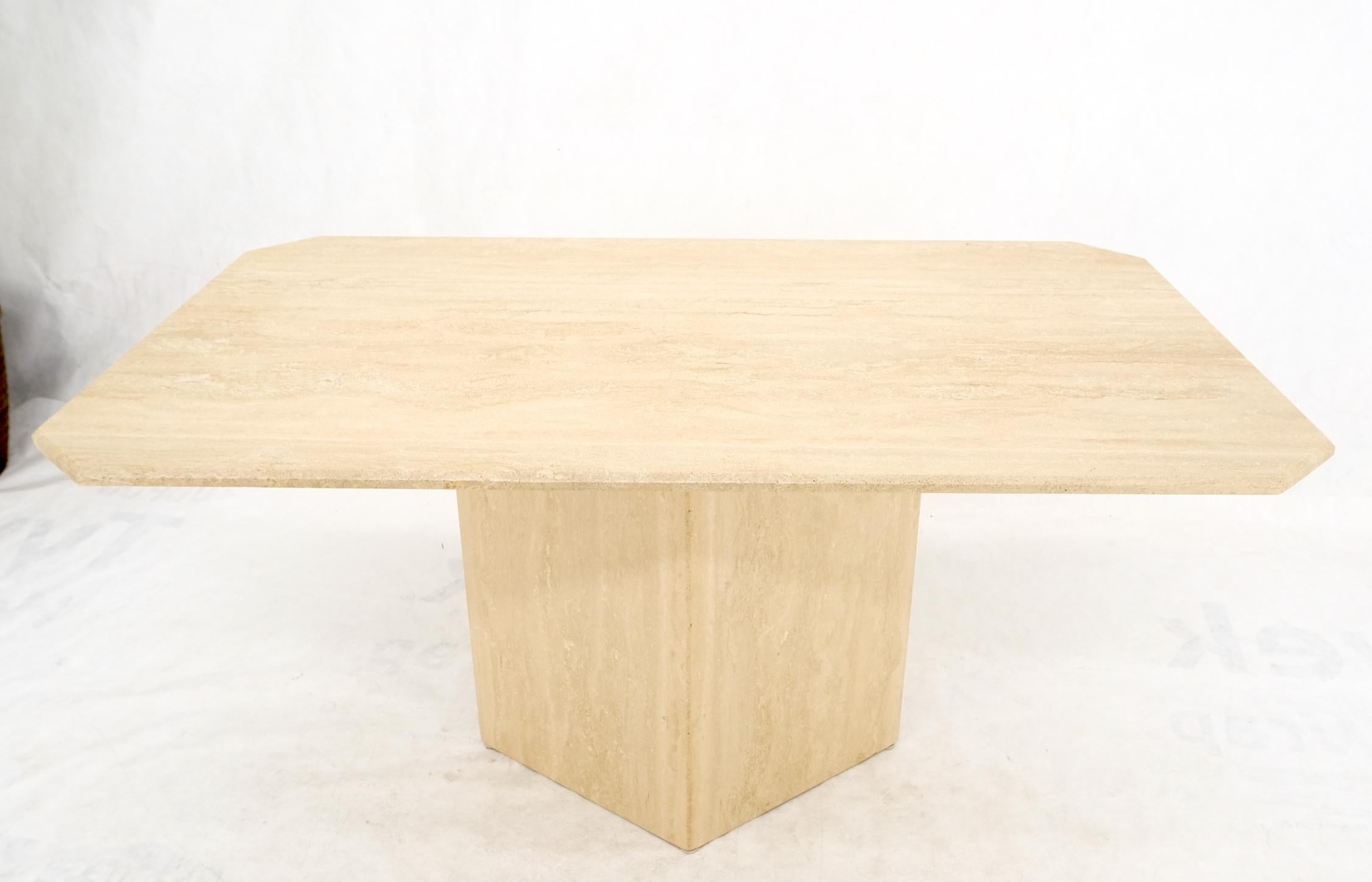 Rectangle Travertine Single Pedestal Italian Dining Conference Table MINT! 6