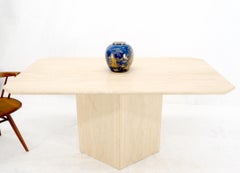 Rectangle Travertine Single Pedestal Italian Dining Conference Table MINT!