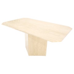 Rectangle Travertine Single Pedestal Italian Dining Conference Table MINT!