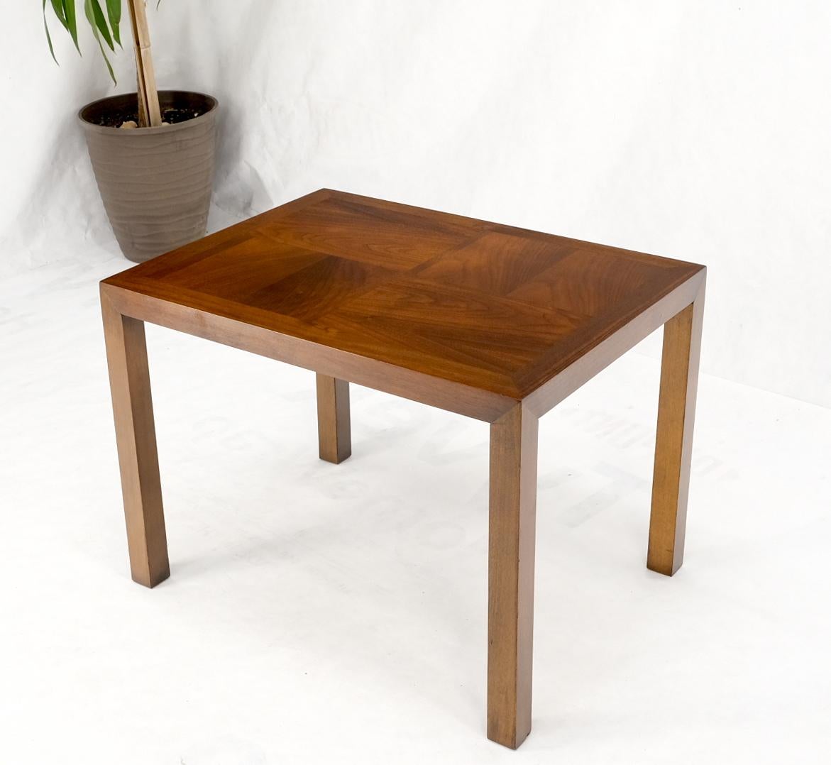 Lacquered Rectangle Walnut Mid-Century Modern Parsons Style End Side Table Stand For Sale