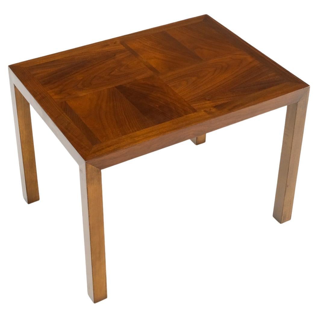 Rectangle Walnut Mid-Century Modern Parsons Style End Side Table Stand For Sale