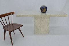 Rectangle White Marble Top Pedestal Base Console Sofa Table