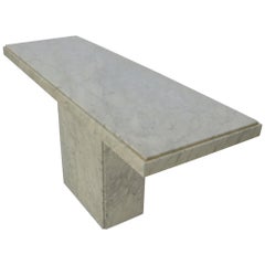 Rectangle White Marble Top Pedestal Base Console Sofa Table