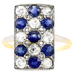 Antique 1.5 Carat Diamonds and 1.4 Carat Sapphires Ring