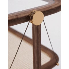 Coffee Table Screen, Rectangle, Wood, Glass, Straw