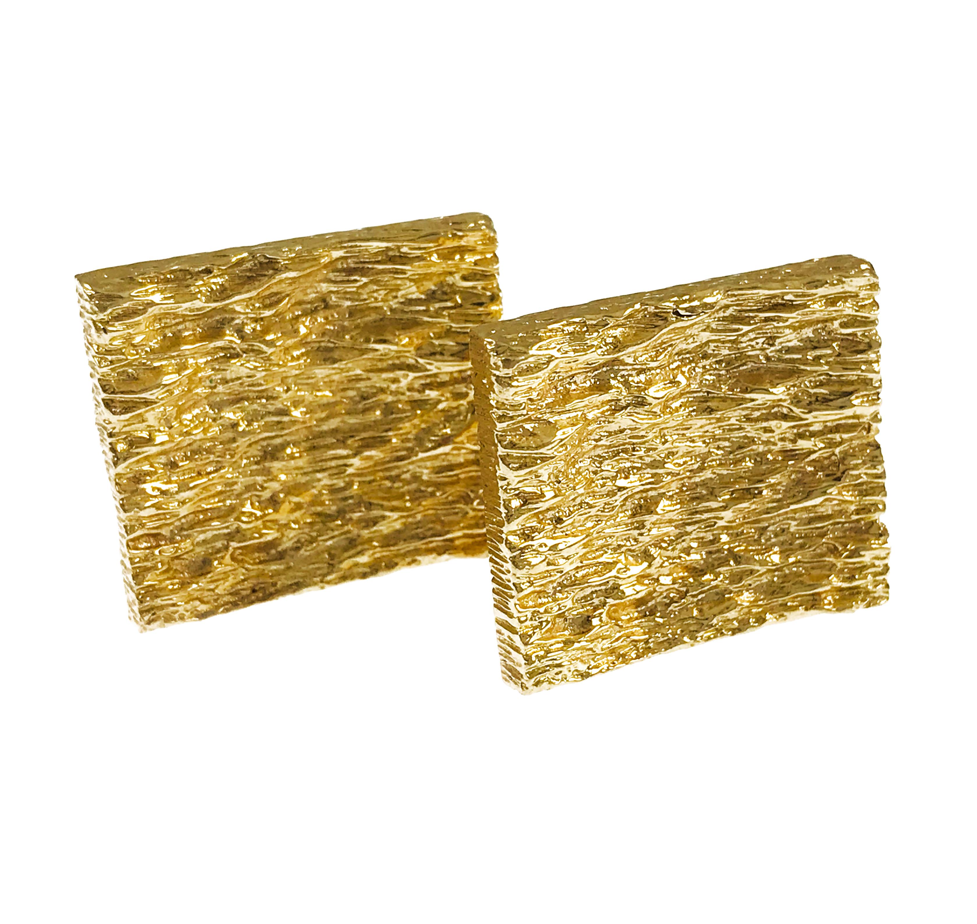 Rechteckige Manschettenknöpfe aus 14 Karat Gold (Retro) im Angebot