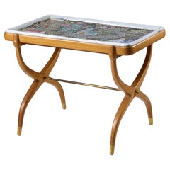 Vintage Rectangular 1940s Tray Table with Ceramic Top by Rut Bryk for Arabia Finland