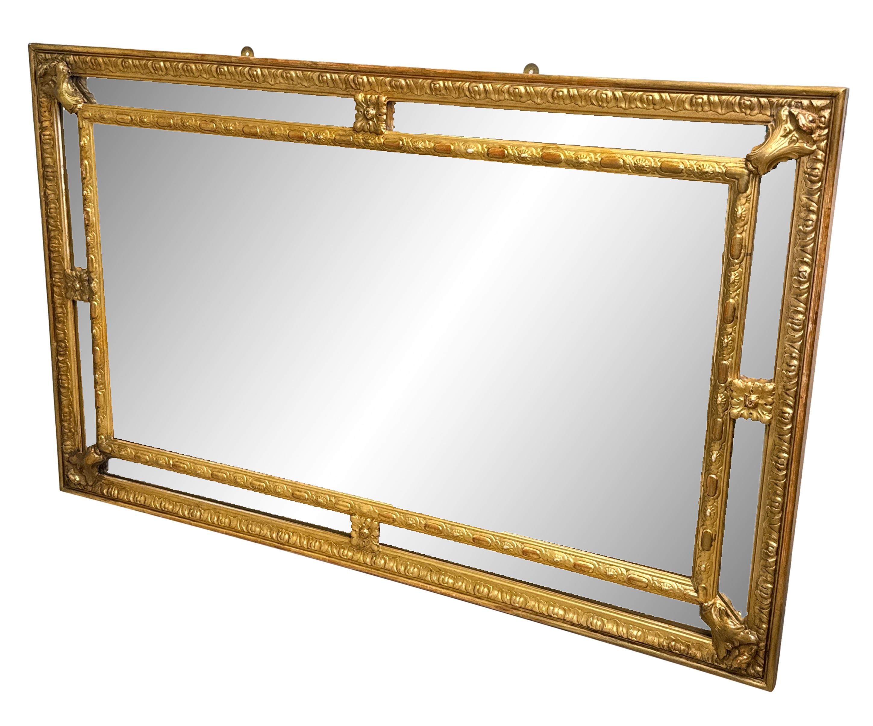Rectangular 19th Century Gilt Overmantle Mirror For Sale 4