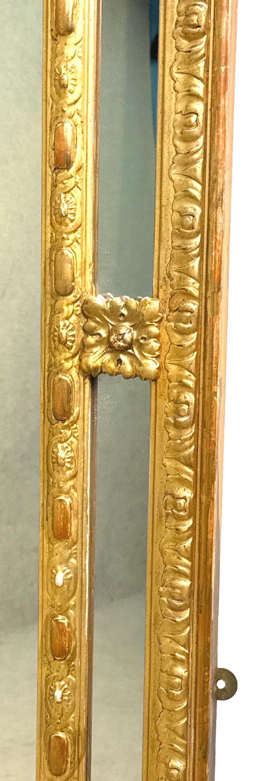 English Rectangular 19th Century Gilt Overmantle Mirror For Sale