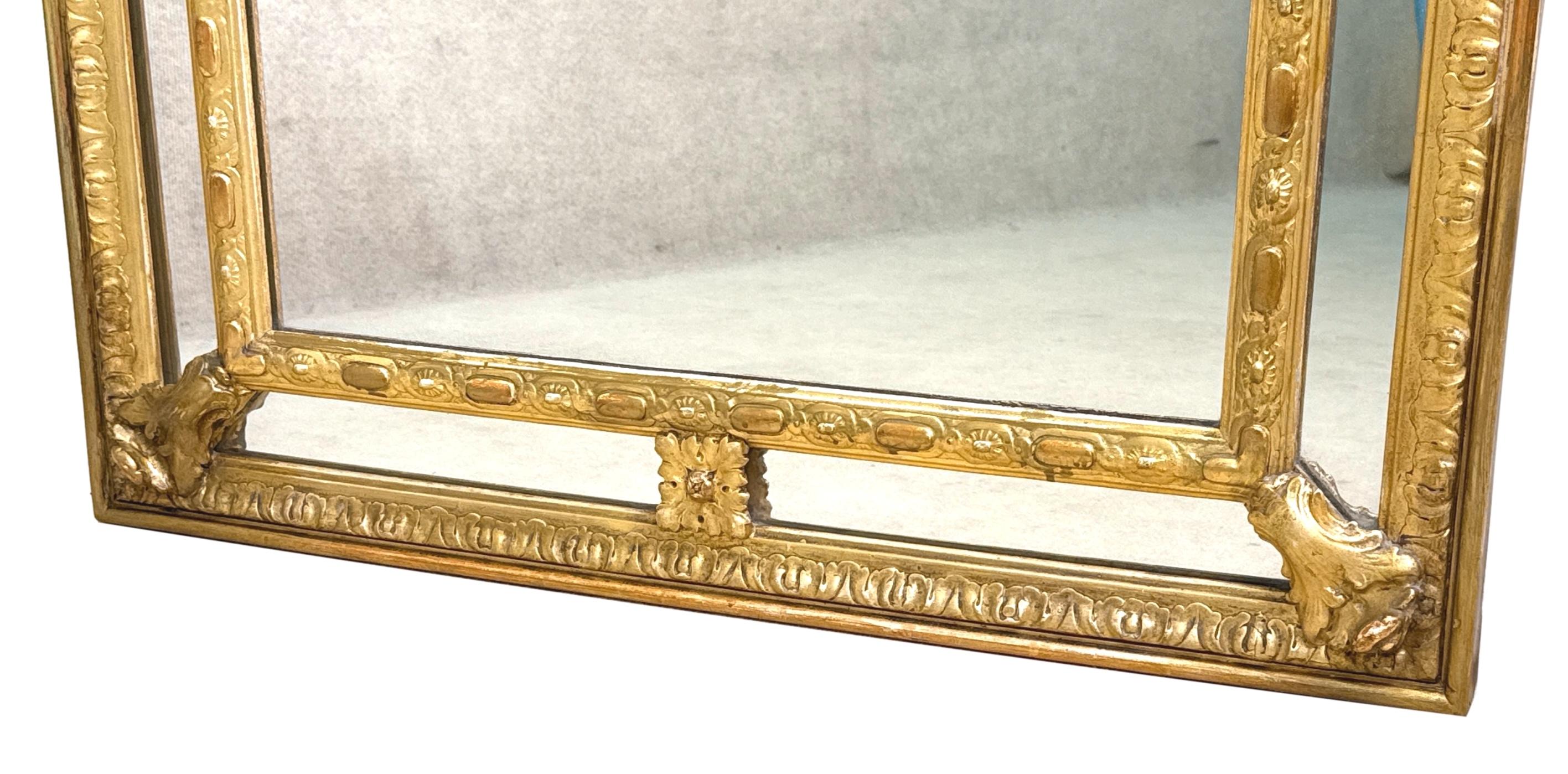 Gesso Rectangular 19th Century Gilt Overmantle Mirror For Sale