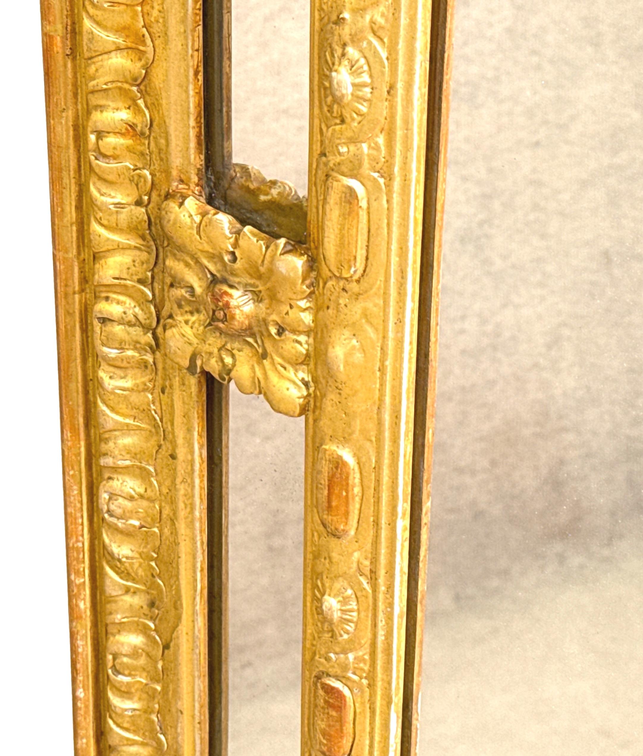Rectangular 19th Century Gilt Overmantle Mirror For Sale 1