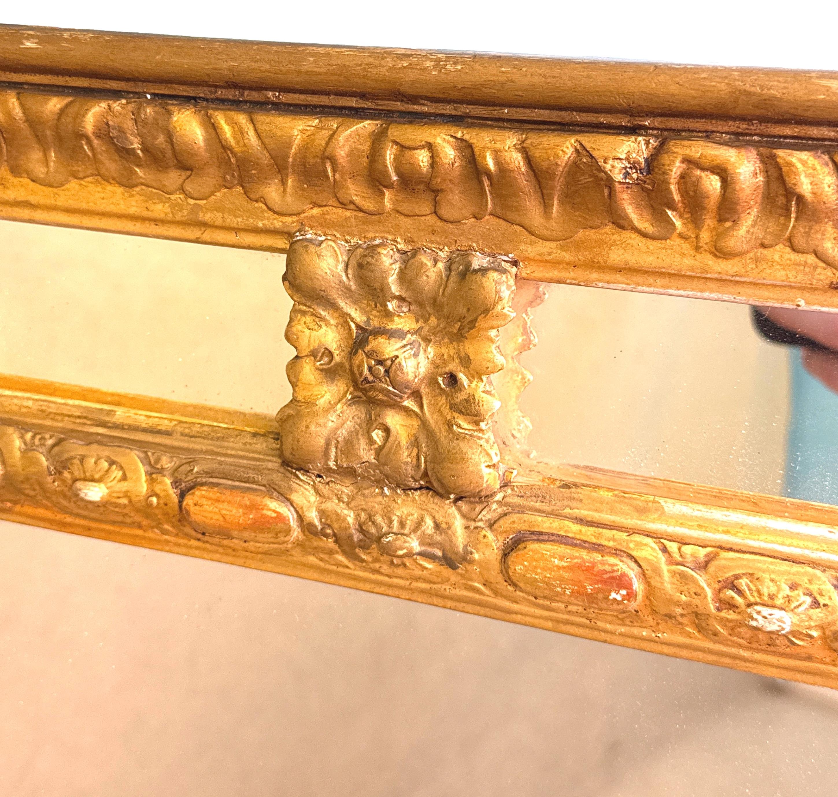 Rectangular 19th Century Gilt Overmantle Mirror For Sale 2