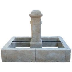 Rectangular 2-Spout Limestone Center Fountain from Provence