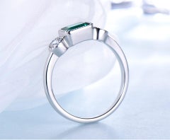 Rectangular 4 x 6 Emerald Green Cubic Zirconia Sterling Silver Ring