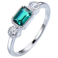 Rectangular 4 x 6 Emerald Green Cubic Zirconia Sterling Silver Ring
