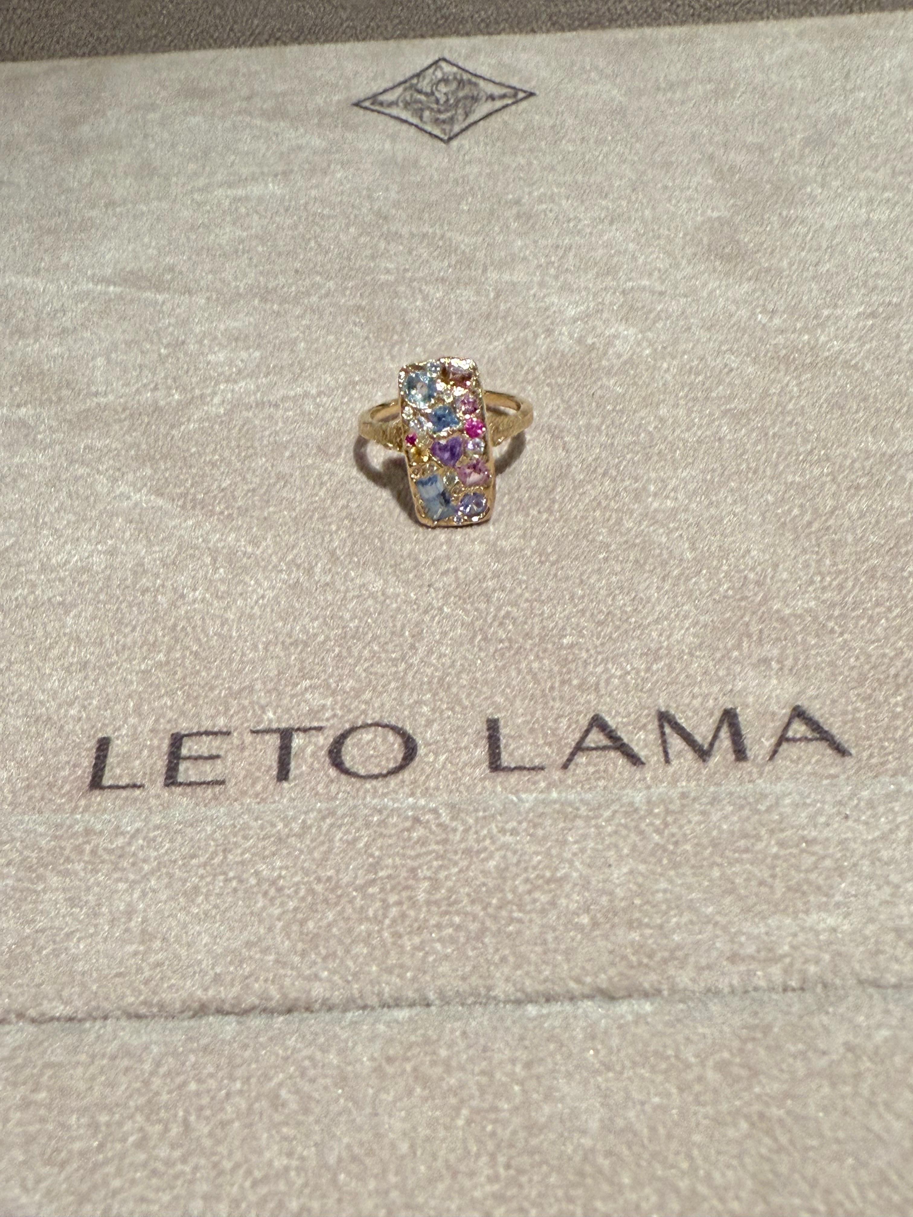 Anello Cocktail Leto Lama Arte Astratta 18Ct con Zaffiri e Diamanti in vendita 2
