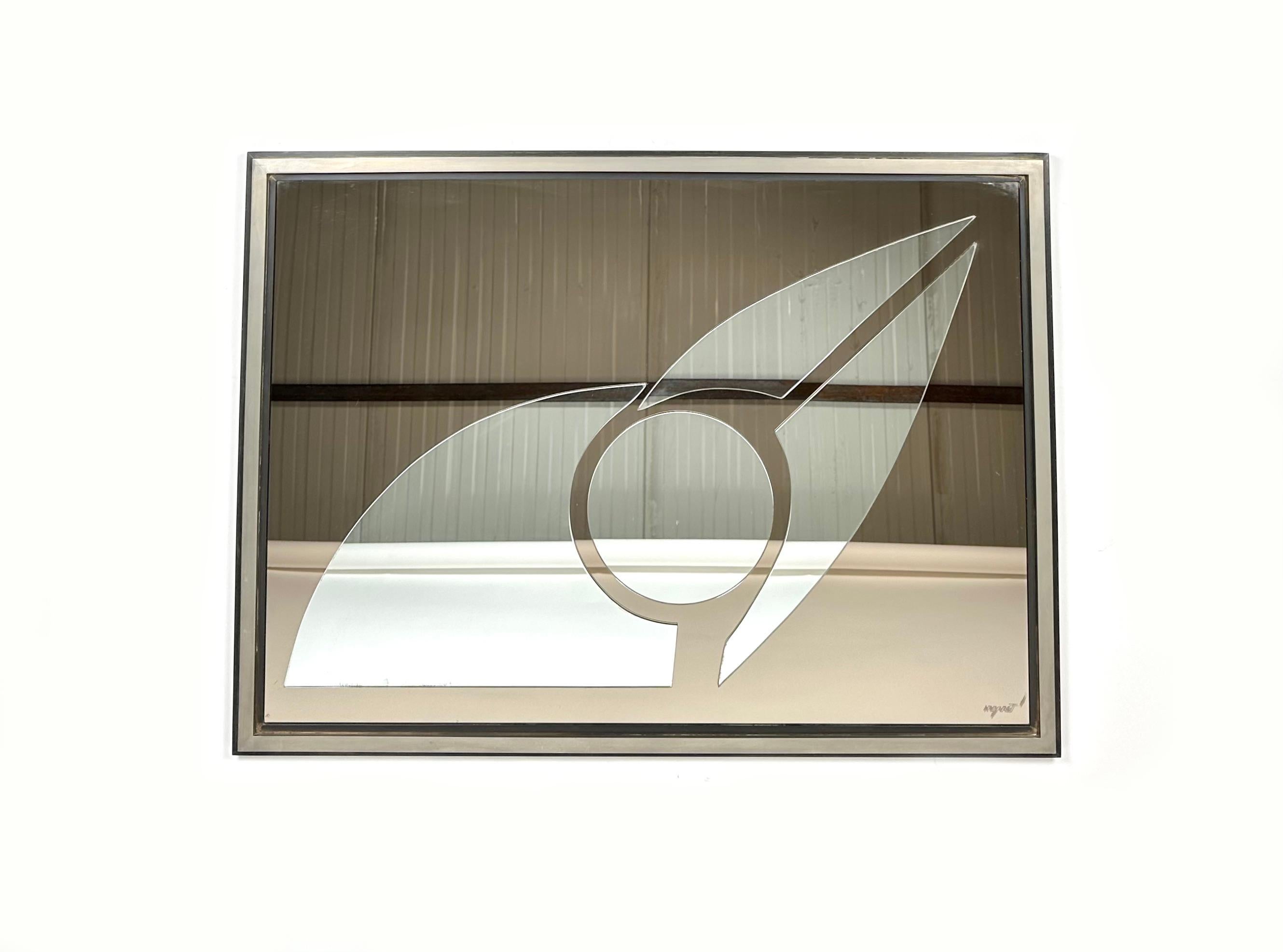 Rectangular Abstract Wall Mirror by Romeo Rega for Nazaret, Italy 1970s For Sale 1