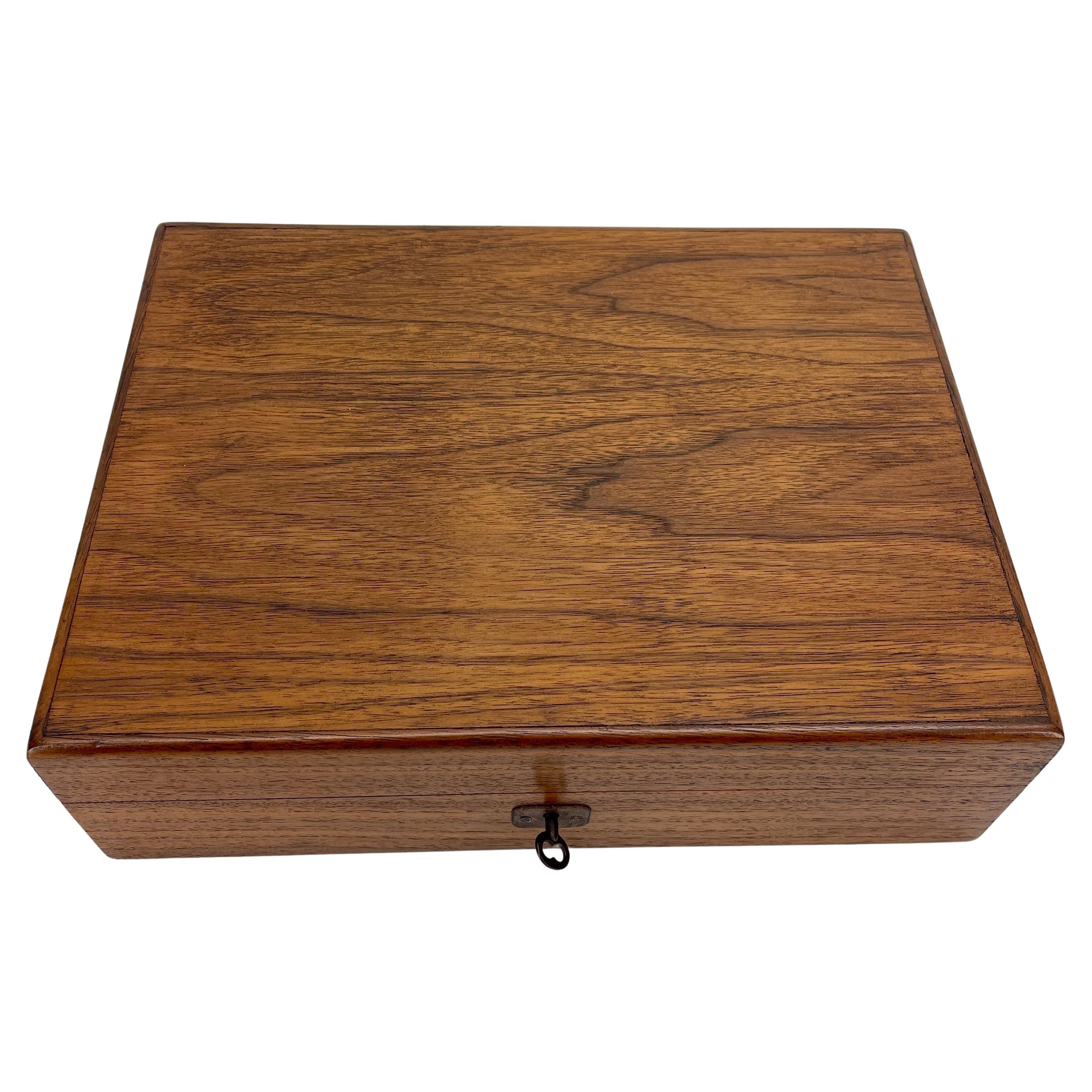 English Alfred Dunhill of London Wood Humidor Box With Key and Lock.