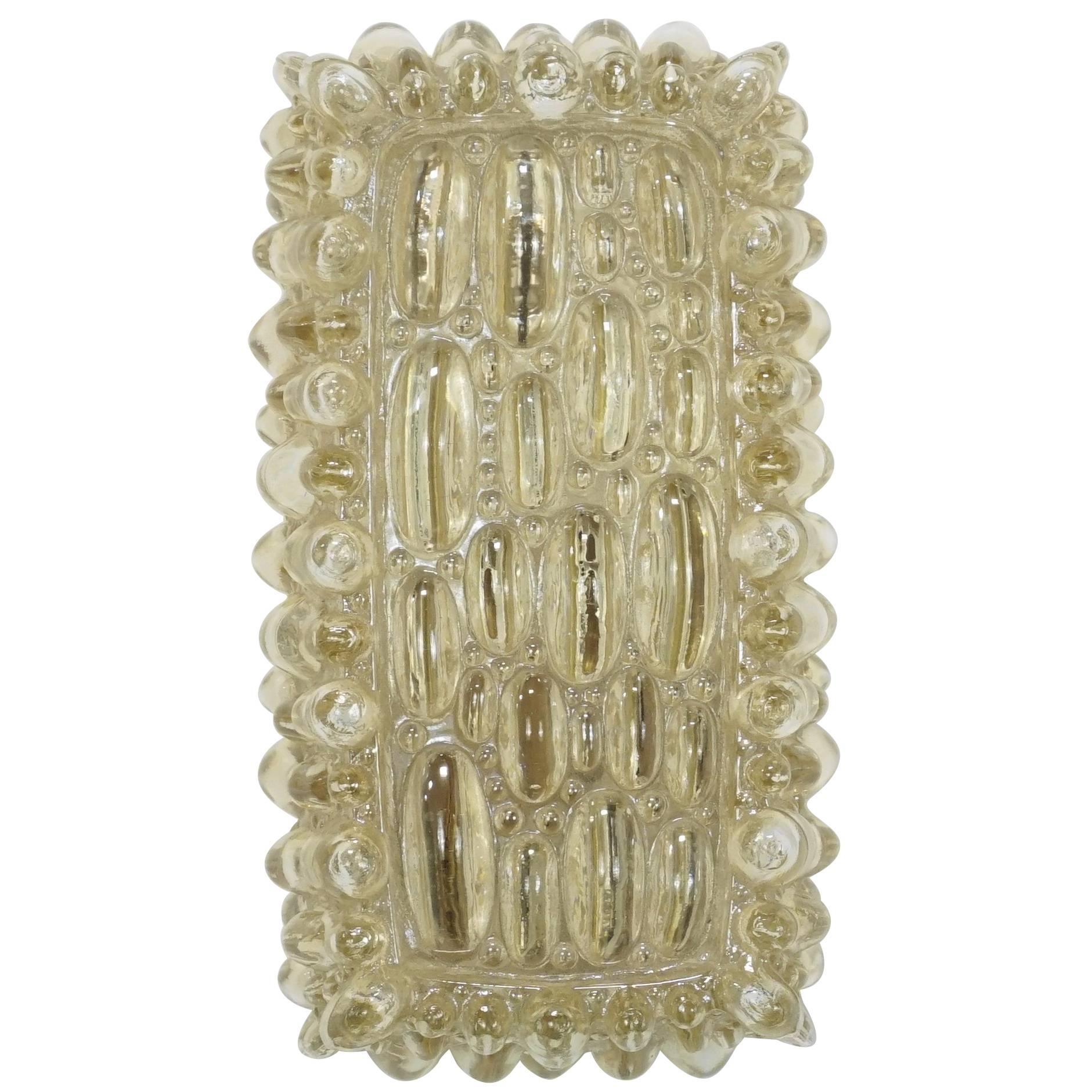 Rectangular Amber Bubble Glass Sconce or Flush Mount