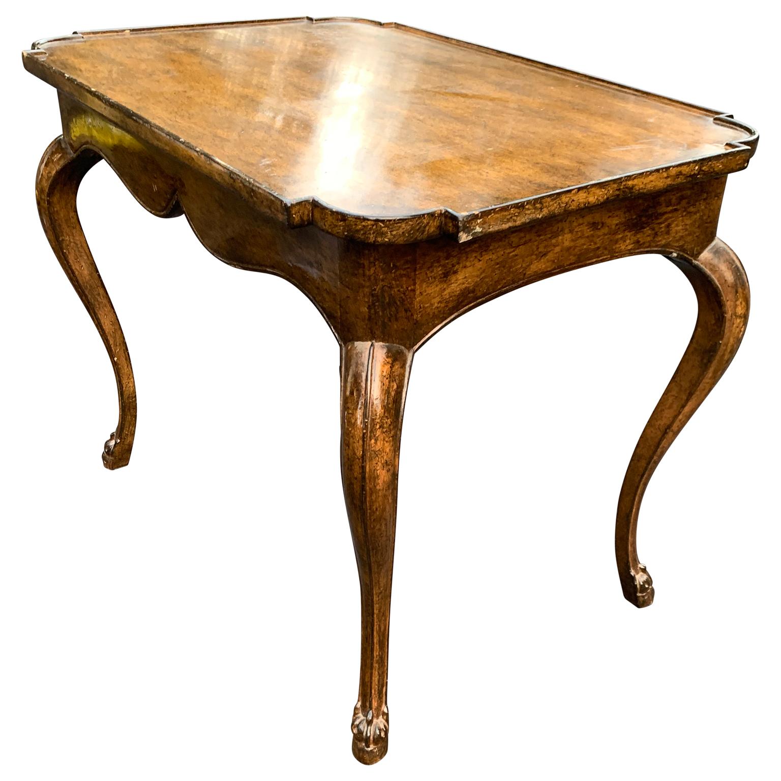 Wood French Baroque Style Rectangular Occasional Table For Sale