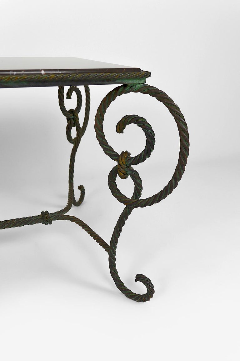 Rectangular Art Deco Coffee Table in Wrought Iron and Black Marble, France, 1940 For Sale 10