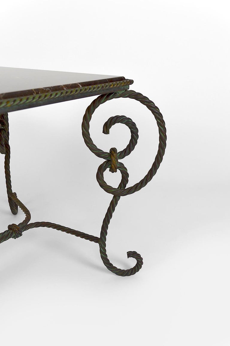 Rectangular Art Deco Coffee Table in Wrought Iron and Black Marble, France, 1940 For Sale 13