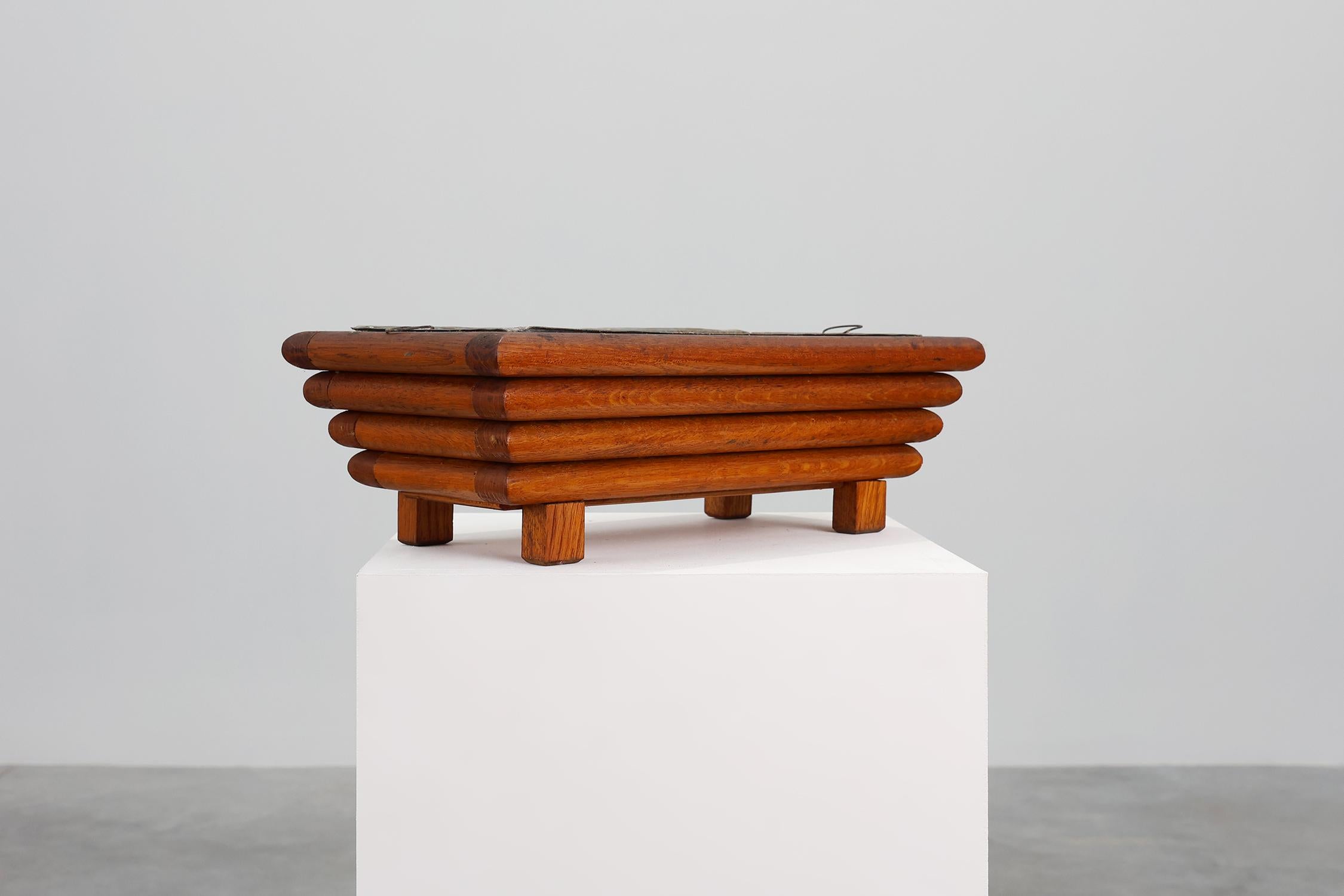 French Rectangular Art Deco planter in wood, France 1920 For Sale
