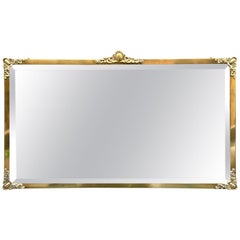 Antique Rectangular Art Nouveau Mirror with Brass Frame and Friezes, Early 1900