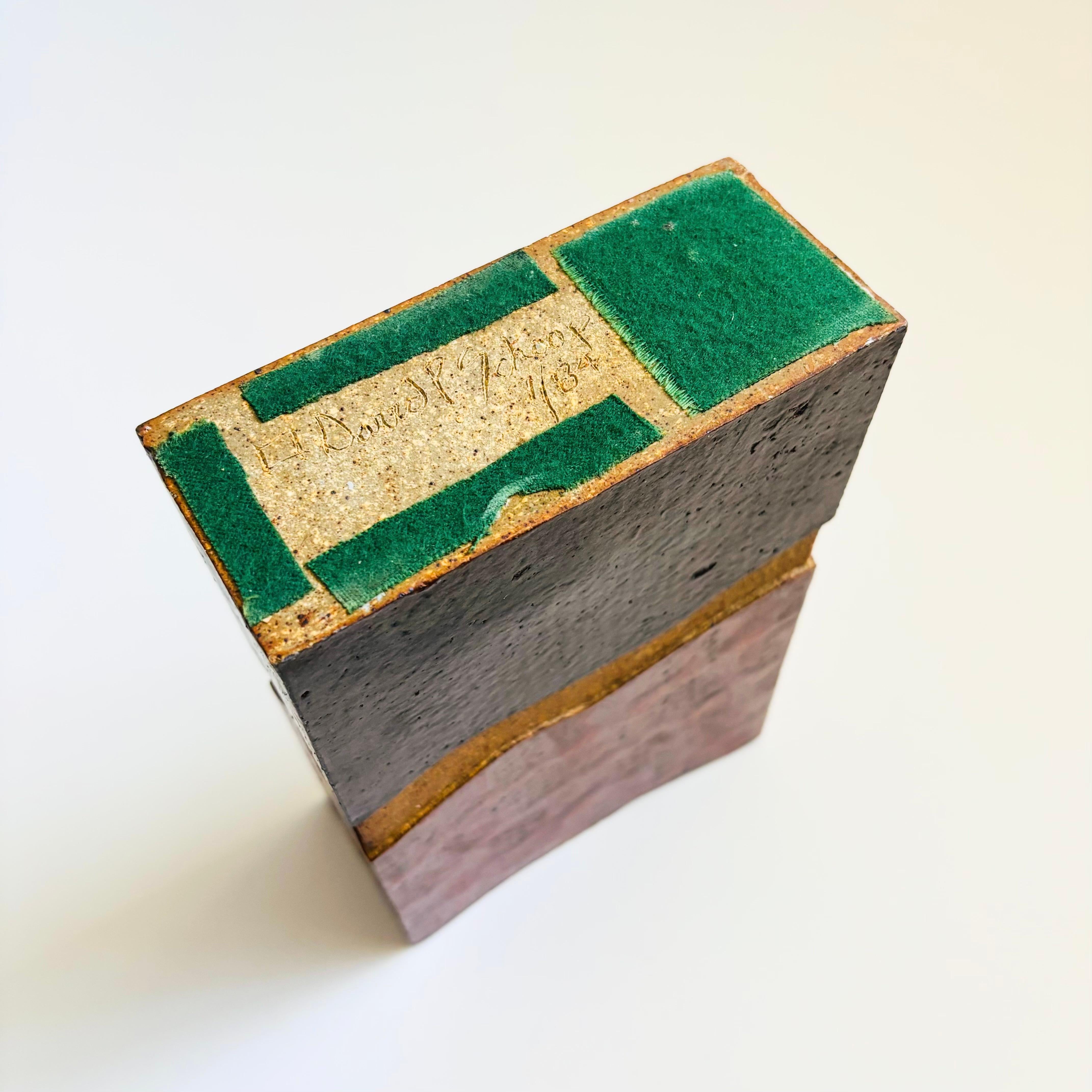 Jarrón rectangular de cerámica artística de David Schoop Alfarería en venta