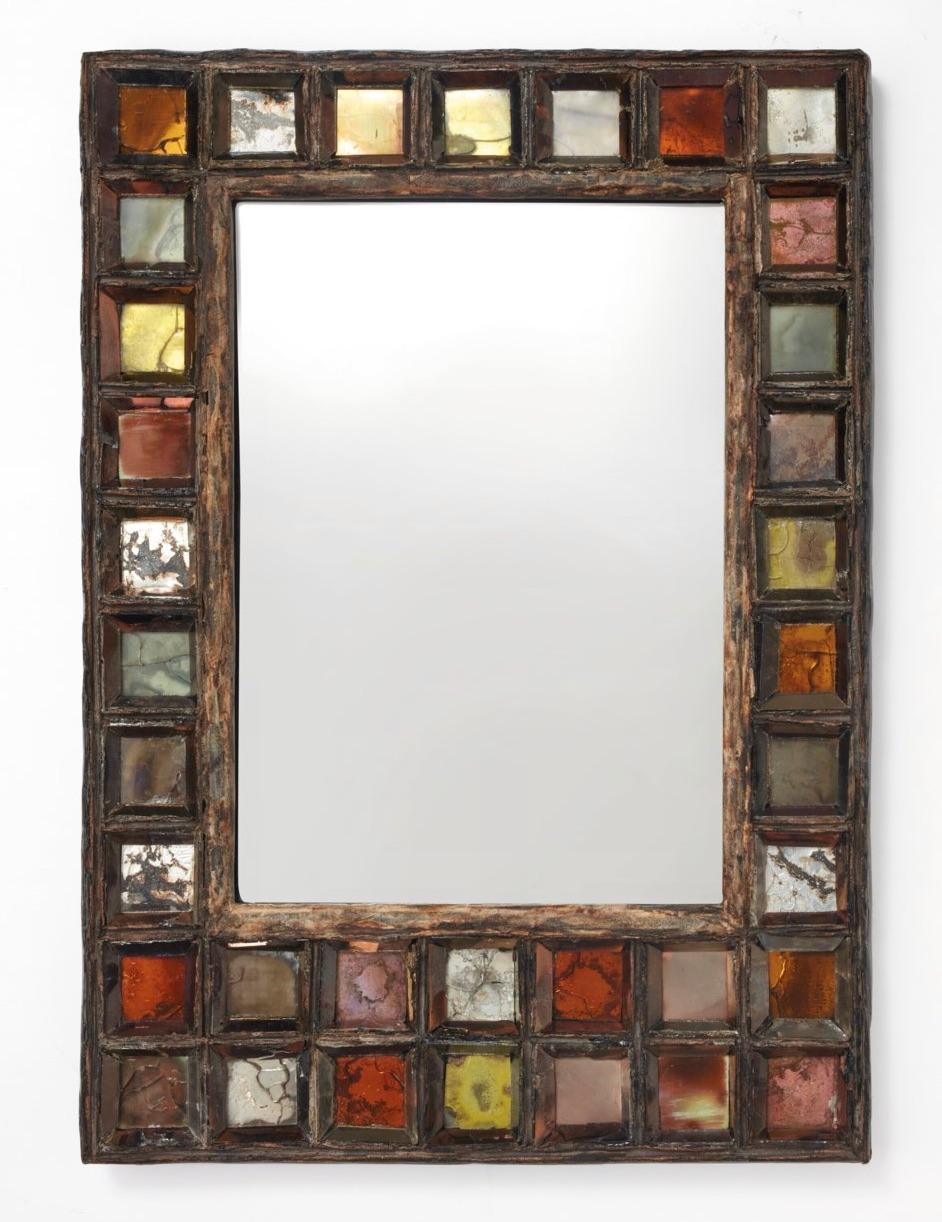 Line Vautrin's 'Rectangular asymmetrical' mirror 
1960
Talosel, mirror inlays and mirrored glass
45x32 cm