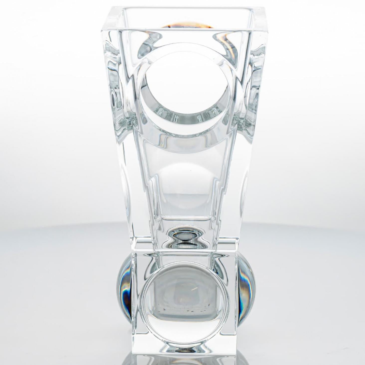 Rectangular Baccarat Signed Geode Clear Crystal Vase with Holes, France in vendita 2