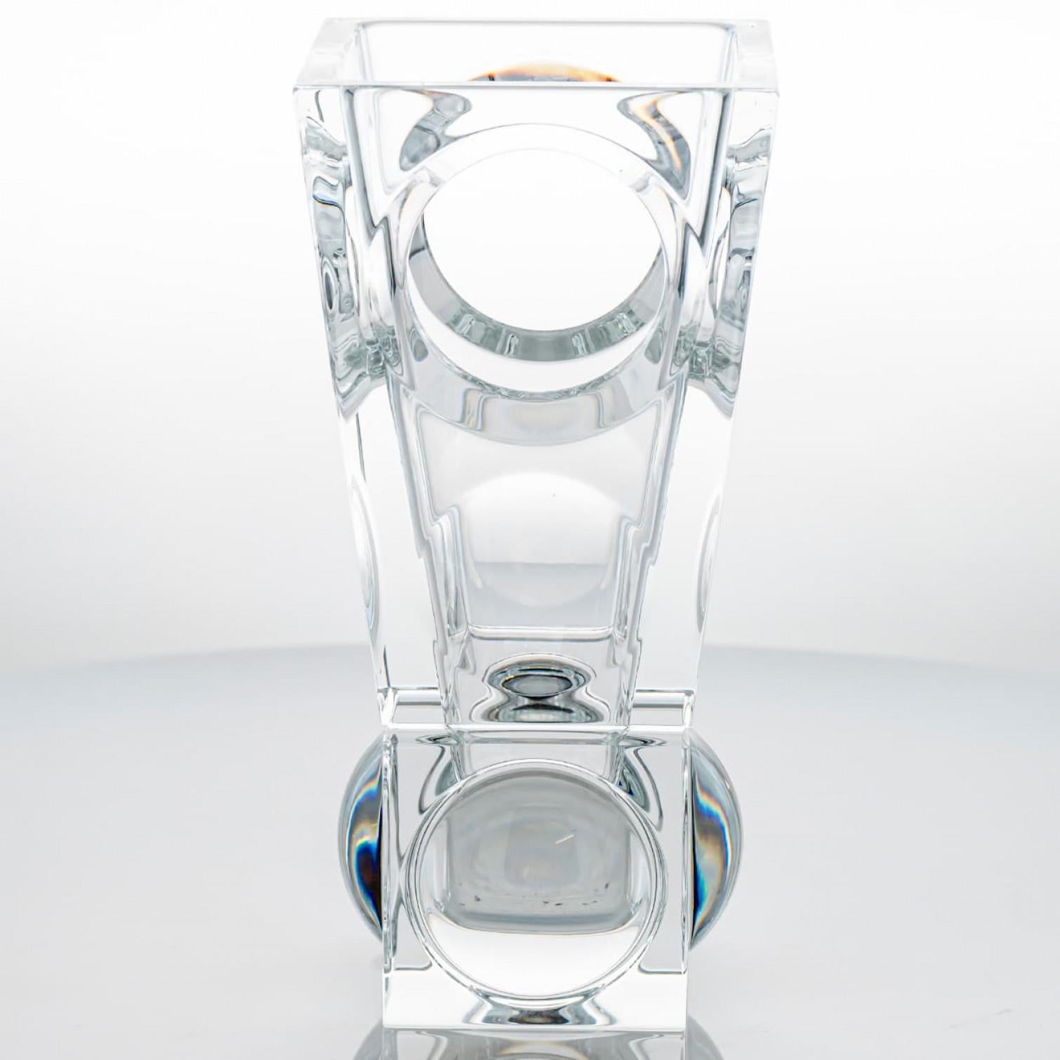 Rectangular Baccarat Signed Geode Clear Crystal Vase with Holes, France in vendita 2