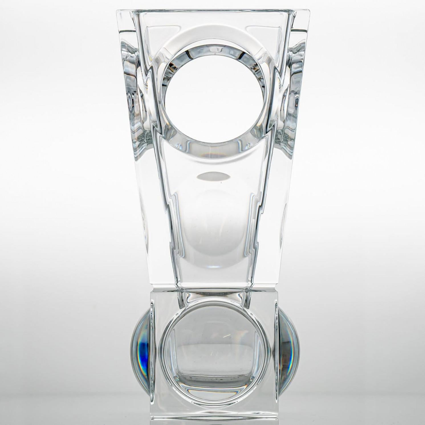 Rectangular Baccarat Signed Geode Clear Crystal Vase with Holes, France in vendita 3