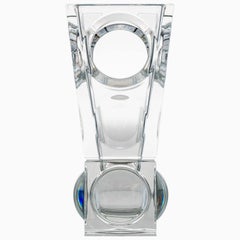 Rectangular Baccarat Signed Geode Clear Crystal Vase with Holes, France