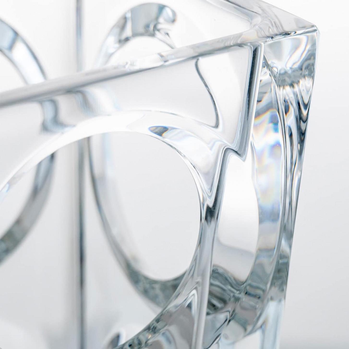 Fatto a mano Rectangular Baccarat Signed Geode Clear Crystal Vase with Holes, France in vendita