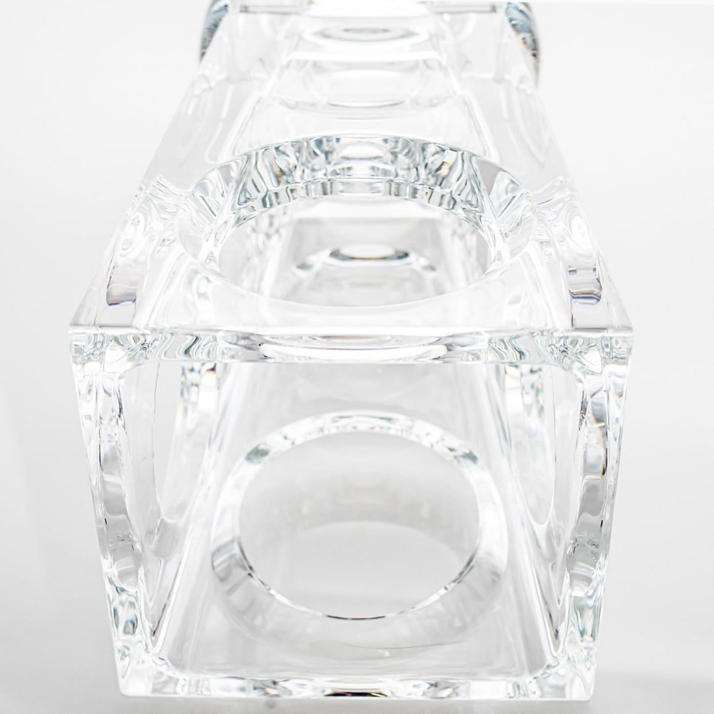 Inizio XX secolo Rectangular Baccarat Signed Geode Clear Crystal Vase with Holes, France in vendita