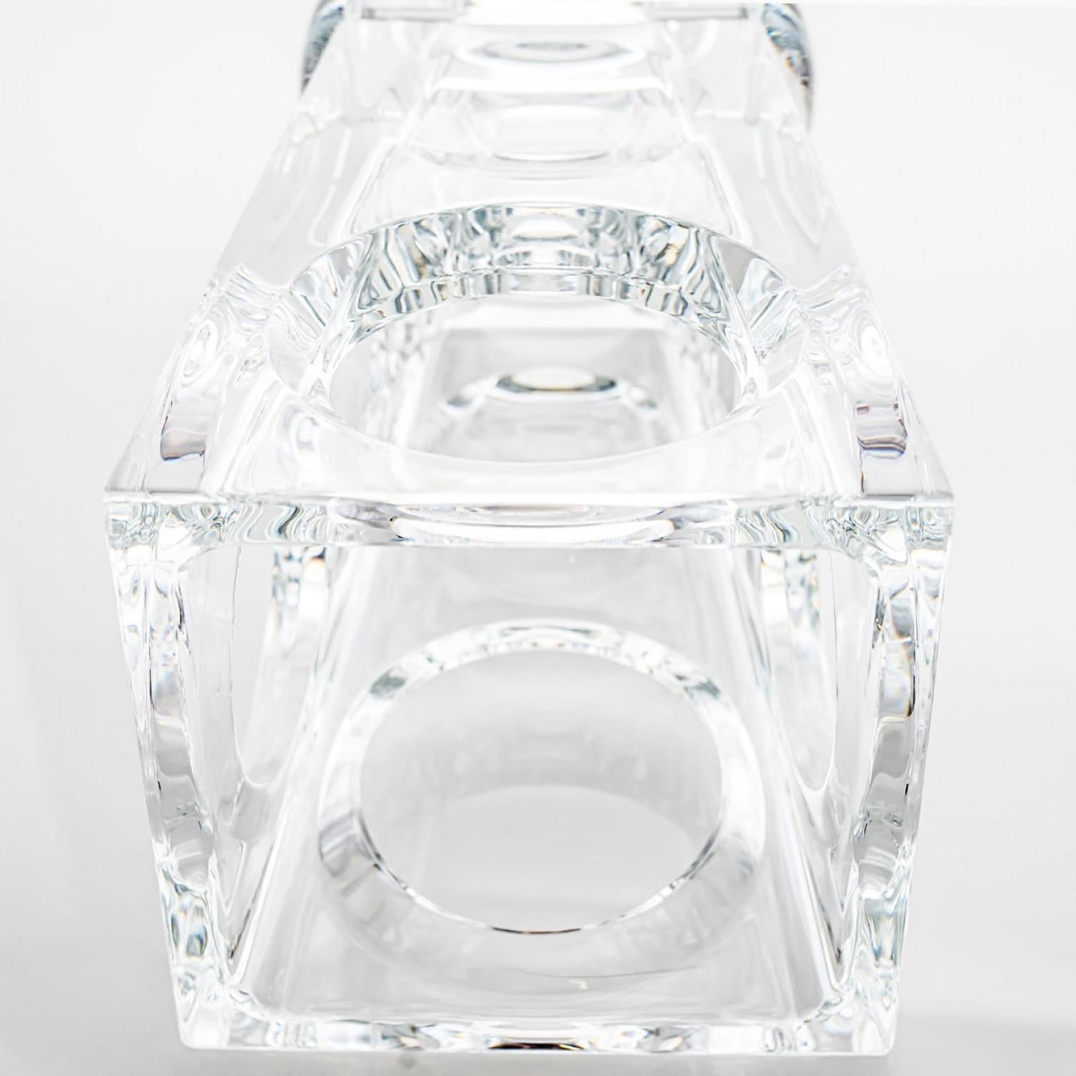 Inizio XX secolo Rectangular Baccarat Signed Geode Clear Crystal Vase with Holes, France in vendita