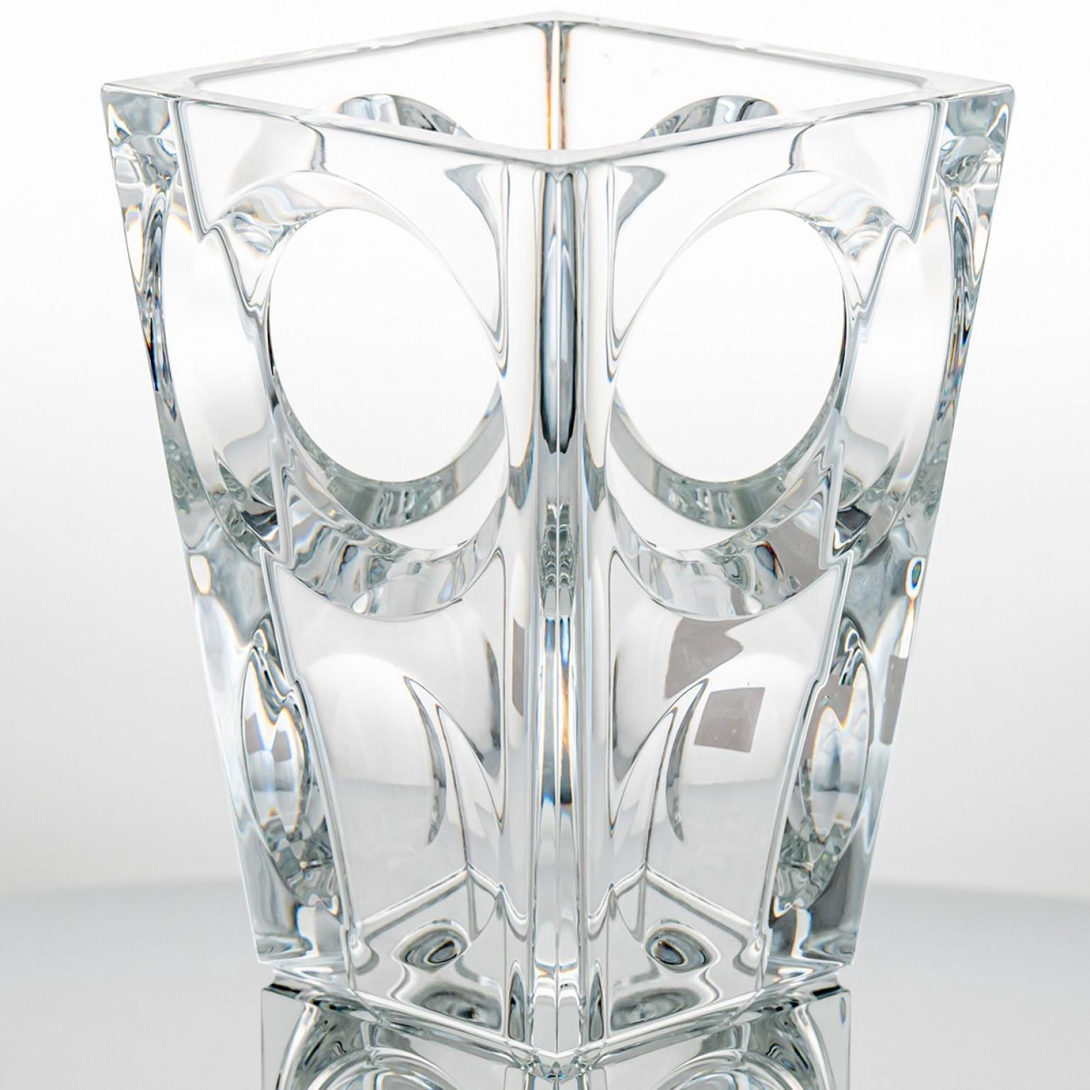 Cristallo Rectangular Baccarat Signed Geode Clear Crystal Vase with Holes, France in vendita
