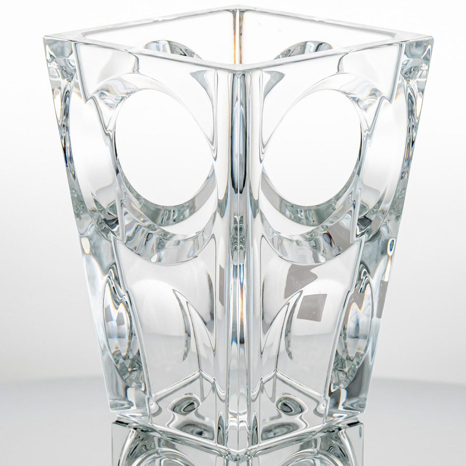 Cristallo Rectangular Baccarat Signed Geode Clear Crystal Vase with Holes, France in vendita