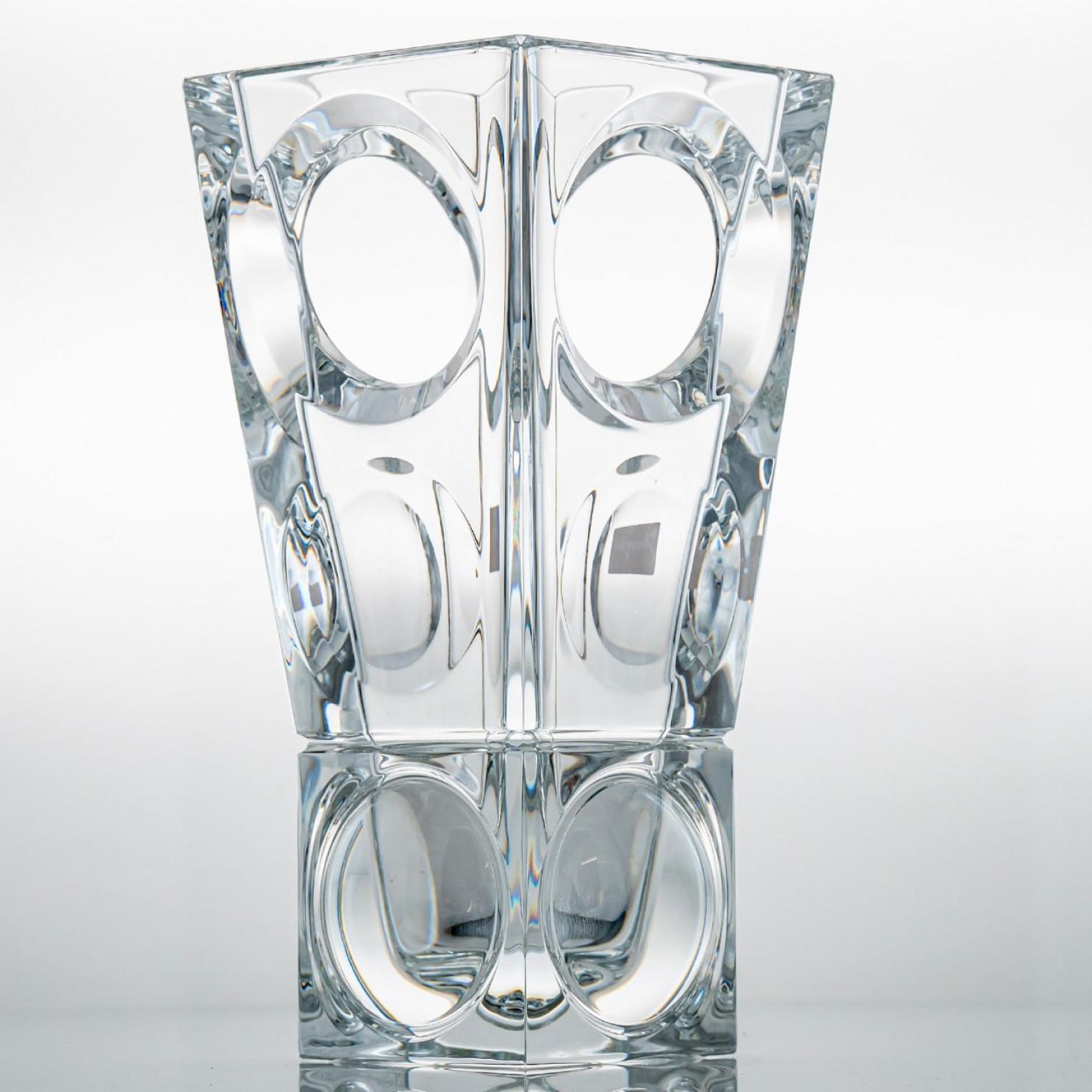 Rectangular Baccarat Signed Geode Clear Crystal Vase with Holes, France in vendita 1