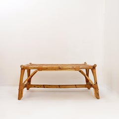 Rectangular bamboo and rattan coffee table - 1960s