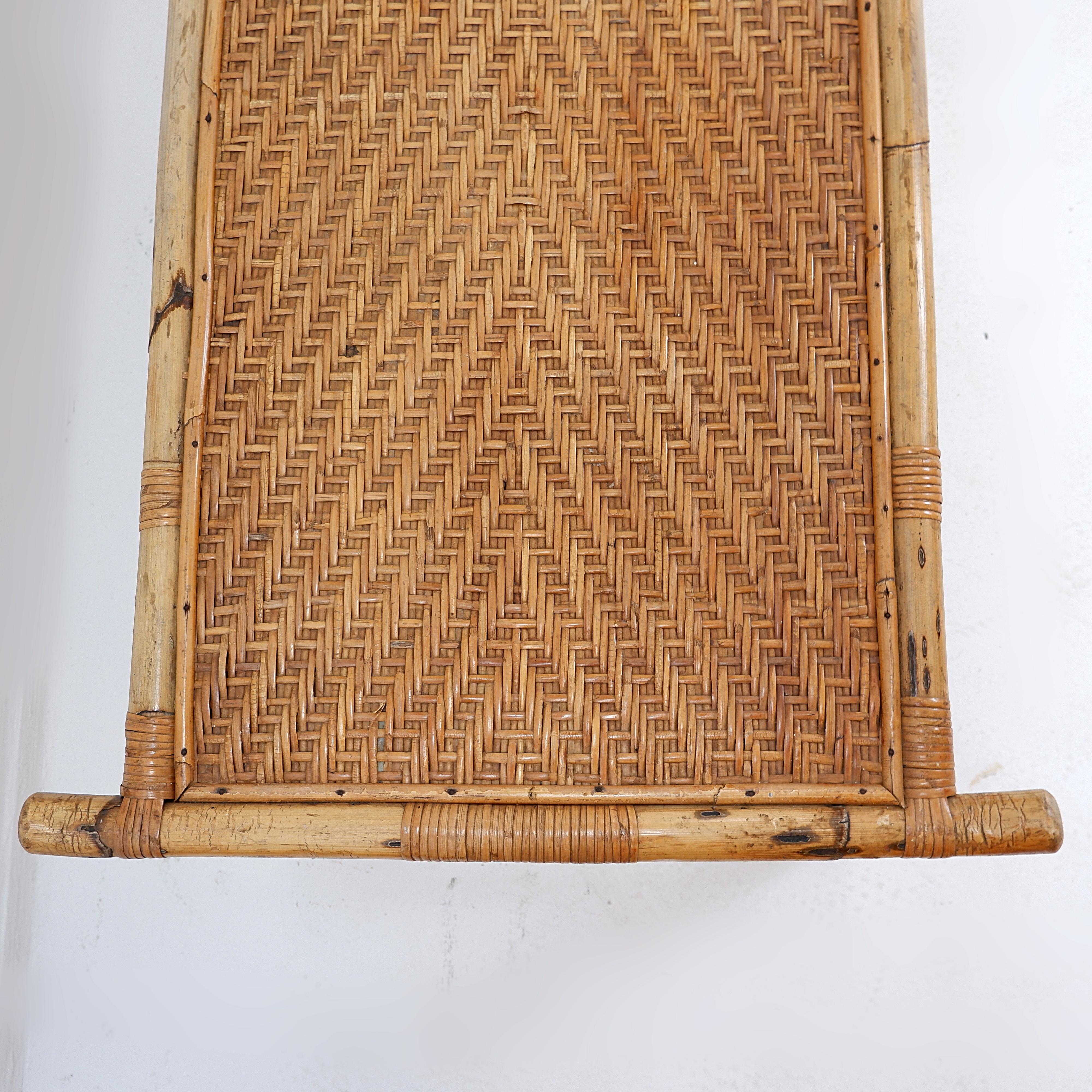 20ième siècle Table basse rectangulaire en bambou et rotin - années 1960 en vente