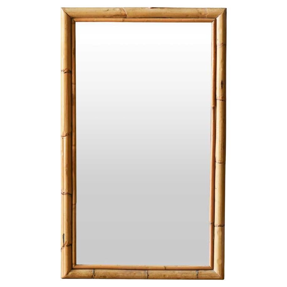 Rectangular bamboo mirror 1980 For Sale at 1stDibs