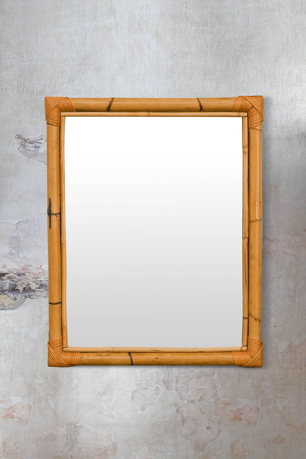 Rectangular Bamboo Mirror With Corner Bindings, Italy 1980
Product Details
Dimensions 59 W x 74 H x 4 D cm