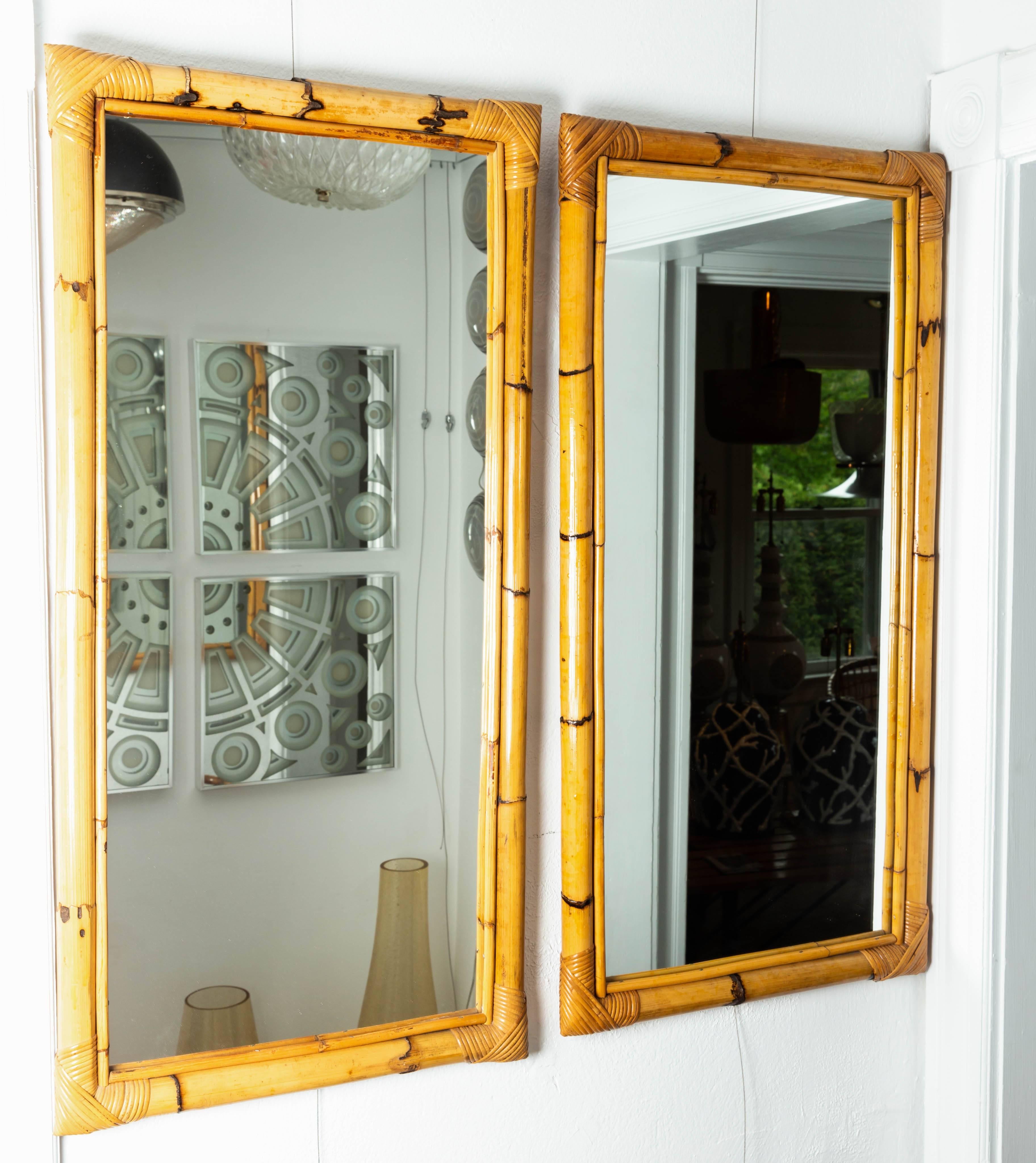 Rectangular bamboo surround mirror.