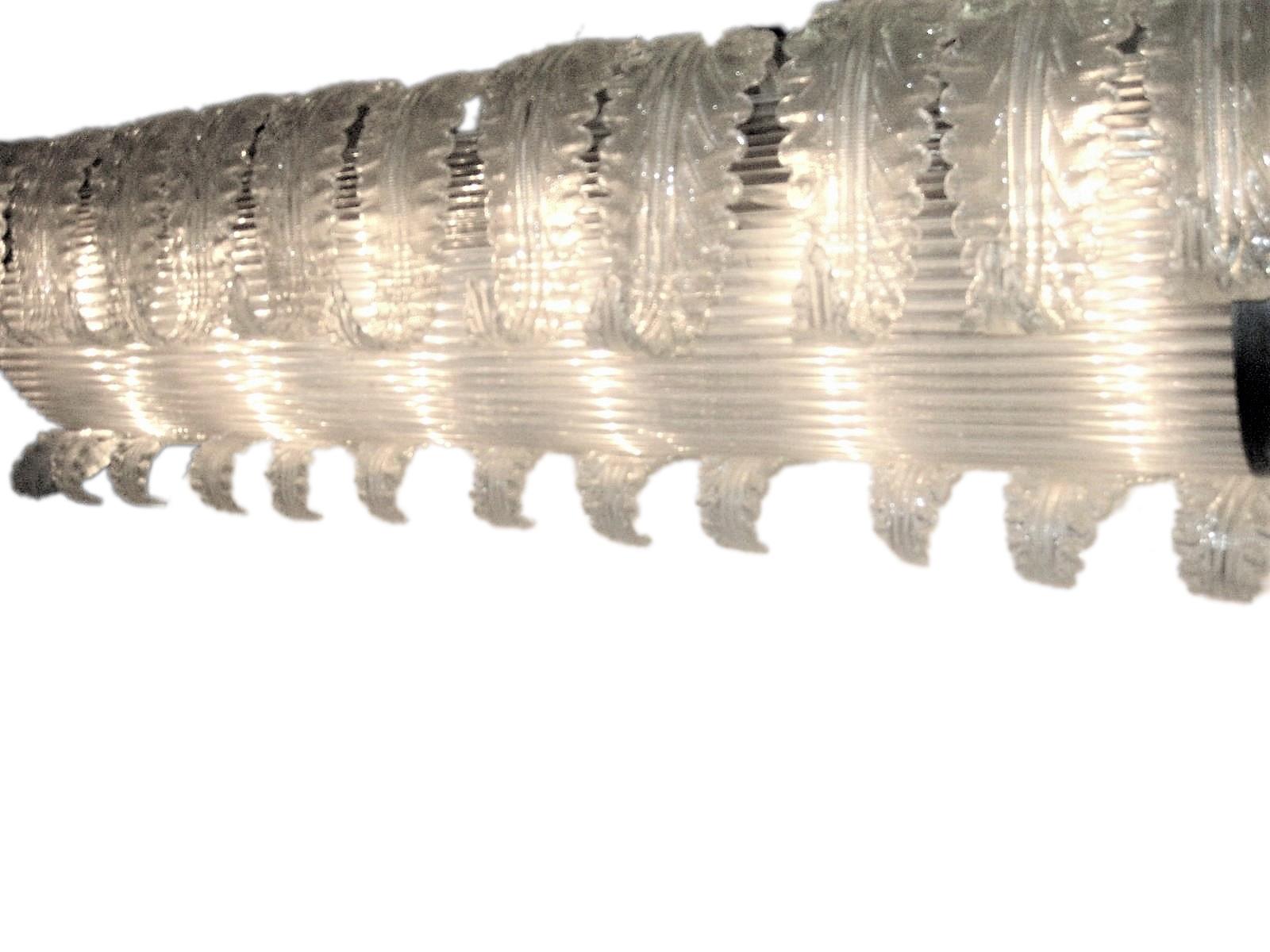 Rectangular Barovier e Toso Hand Blown, Frosted Glass Leaf Chandelier 3