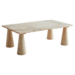 Rectangular Bianco Rosa Portugalo Marble Coffee Table with Conical Legs
